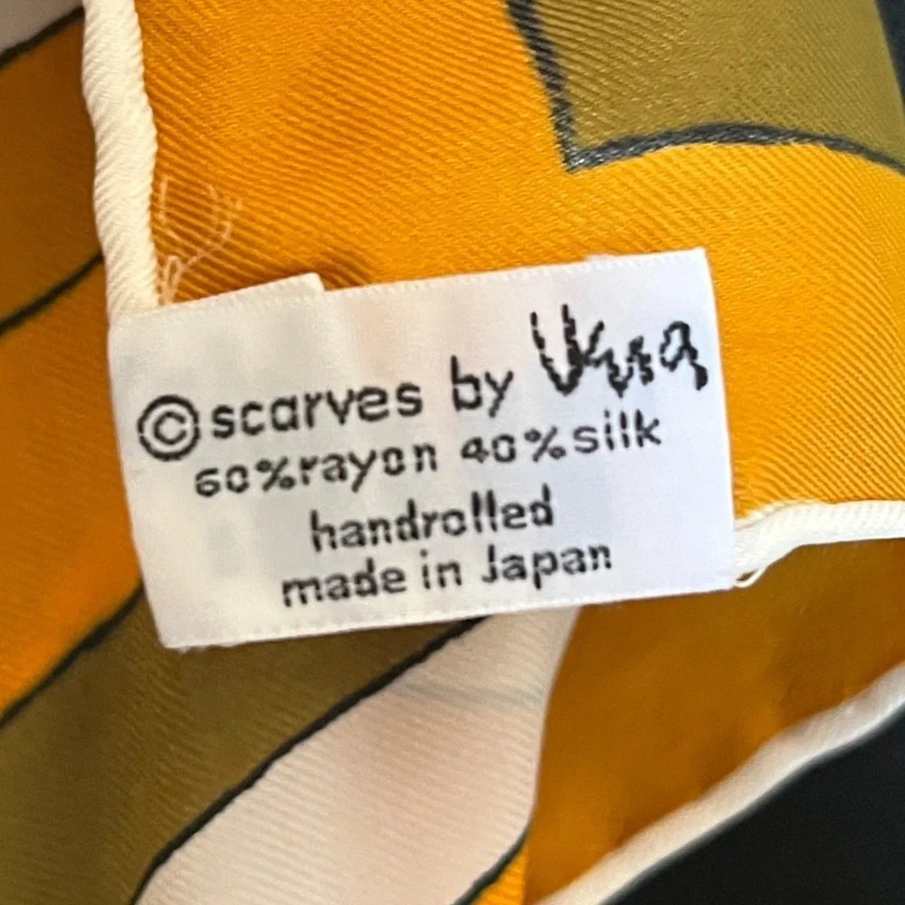 Vintage Vera Geometric Oblong Scarf Mustard Olive Orange